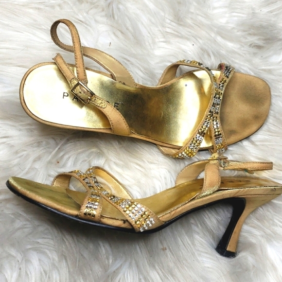 Parade rhinestone heels gold vintage y2k 90s - Picture 1 of 14